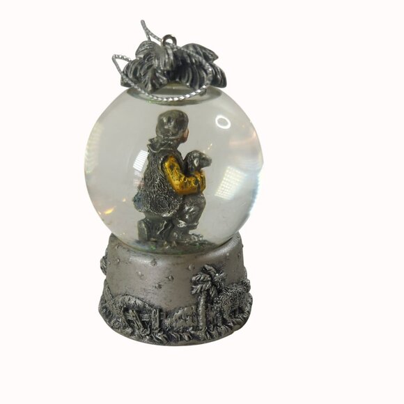 Vintage Shepherd With Lamb Nativity Hanging Snow Globe Christmas Ornament - Picture 3 of 4